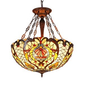 Chloe Lighting Pauline Tiffany-Style 4 Light Inverted Ceiling Pendant 24`` Shade - 1 of 2