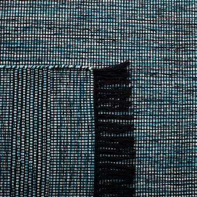 Montauk 6' Square Black Cotton Flat Woven Rug