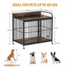 Dog Crate Furniture Rustic Brown , Indoor Kennel with Adjustable Feeder and 360-Degree Wheels, Wooden Decorative Pet House and Side Table - 4 of 4