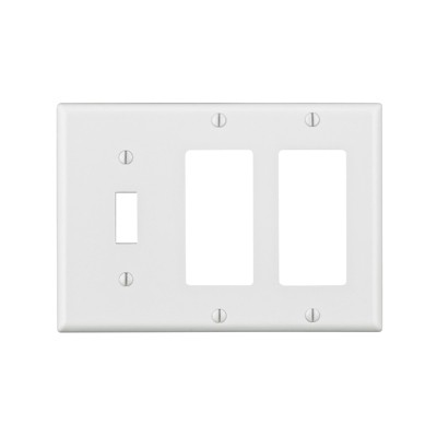 Leviton White 80431-00W 3-gang Thermoset Plastic Decorator/Toggle Wall Plate 1 pk