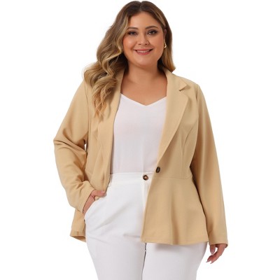 Agnes Orinda Women's Plus Size High-low Hem Workwear Formal Peplum Blazers  Apricot 1x : Target