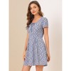 Allegra K Women's Printed Summer Casual Square Neck Short Sleeve Fit and Flare Dress - 2 of 4