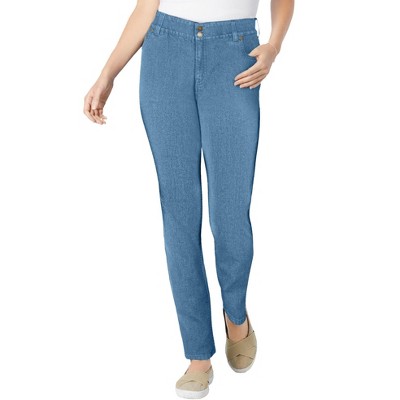 Woman Within Women's Plus Size Petite Secret Solutions; Tummy Smoothing Straight Leg Denim Jean