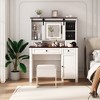 Farmhouse Makeup Vanity with Mirror and Lights,41.73" Wide Vanity Desk ,Vanity Table with 4 Drawers and 1 Cabinet - 3 of 4