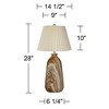 360 Lighting Carlton Modern Table Lamps 28" Tall Set of 2 Swirling Brown Faux Marble Ivory Pleated Linen Drum Shade for Bedroom Living Room Nightstand - 4 of 4