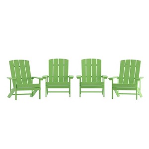Emma and Oliver 4 Pack Outdoor All-Weather Poly Resin Wood Adirondack Chairs - 1 of 4