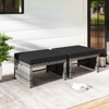 Costway Patio Ottomans Set of 2 PE Rattan Footstools with Removable Cushions & Metal Frame Red/Gray/Black/White/Turquoise/Navy - 2 of 4
