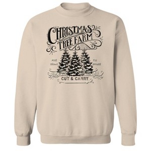 Rerun Island Men's Christmas Tree Farm Long Sleeve Graphic Cotton Sweatshirt - 1 of 1