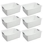 Sterilite Ultra Plastic Durable Storage Bin Tote Baskets with Comfortable Handles for Household and Office Organization