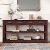 TIRAMISUBEST Stylish Entryway Console Table with 4 Storage Drawers, Modern Sofa Table Entryway Table with 2 Open Shelves for Entryways, Living Rooms - 2 of 4