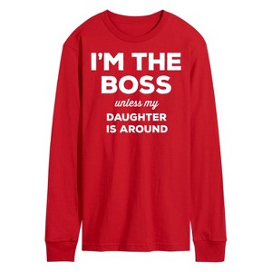 Men's - Instant Message - I'm The Boss Unless Daughter Is Around Long Sleeve Graphic T-Shirt - 1 of 4