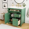 30" Green Bathroom Vanity, Bathroom Storage Cabinet with Ceramic Sink, Ample Storage, Fit for Small Bathrooms - 2 of 4