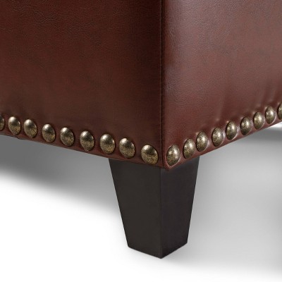 Charleston Reddish Brown Bonded Leather Tufted Storage Footstool