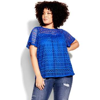 Women's Plus Size Serenity Short Sleeve Top - blue | CITY CHIC