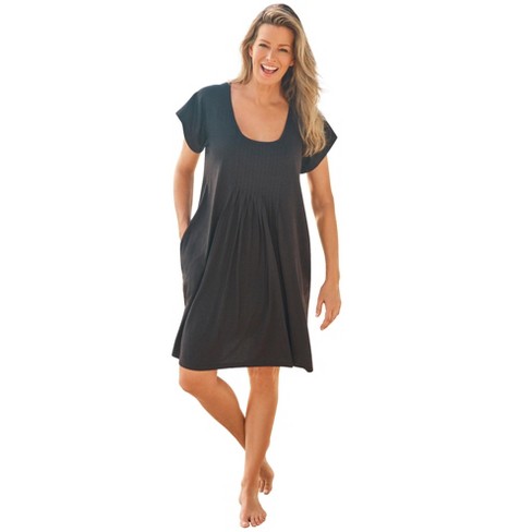 Swim 365 Women's Plus Size Box-pleat Cover Up, 22/24 - Black : Target