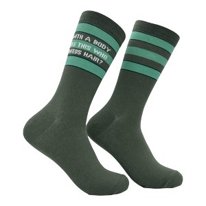Crazy Dog Men's With A Body Like This Who Needs Hair Socks Funny Sarcastic Graphic Novelty Footwear for Men - 1 of 4
