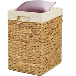 Vintiquewise Handmade Rectangular Water Hyacinth Wicker Laundry Hamper with Lid Natural - 1 of 4