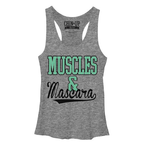 Women's Chin Up Sporty Muscles And Mascara Racerback Tank Top : Target