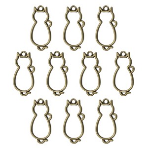 Unique Bargains Alloy Necklace Resin Casting Cat Shaped Pendant Frames 1.5" 20 Pcs - 1 of 4