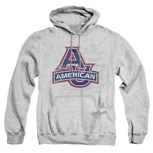 American University Official Distressed Primary Logo Adult Pull-Over Hoodie, Athletic Heather - 1 of 4