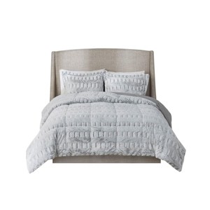 TopComfy Bedding Sets Twintwin Xl Back Print Long Fur Comforter Mini Set Ultrasoft Long Fur With Fluffy Warm Touch, Gray, 22.83"*20.87"*5.91" - 1 of 4
