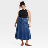 Women's Fit and Flare Maxi Jean Skirt - Ava & Viv™ Medium Wash - 3 of 3