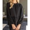 Women's Long Sleeve Mixed Sequence Top - voy - 2 of 4