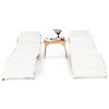 Tangkula 3 PCS Folding Eucalyptus Lounge Chair & Table Set w/ Double-sided Cushion - 2 of 4