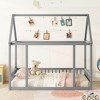 NicBex Twin/Full Size Kids Montessori Bed with House Roof Frame,Floor Bed with Safety Guardrails,Toddler bed for Bedroom,Gray/White/Brown - 2 of 4