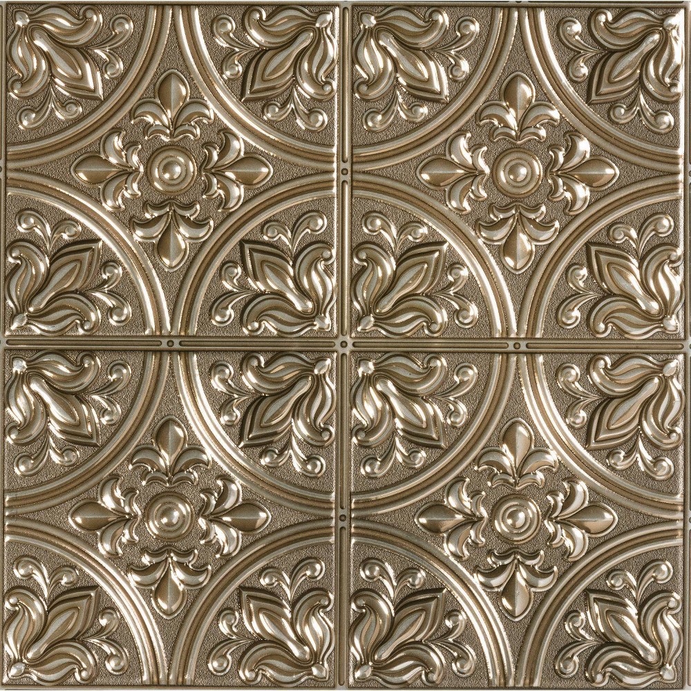Photos - Wallpaper Roommates Peel and Stick Tile Backsplash Gold Tin: Self-Adhesive Vinyl, Removable , Classic Abstract Pattern 
