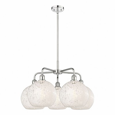 White Mouchette - 5 Light Stem Hung Chandelier In Modern Style-17.25 Inches Tall and 28 Inches Wide