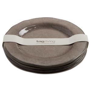 tagltd 9"x9" Veranda Cracked Glazed Solid Wavy Edge Melamine Dinnerware Salad Plate Dishwasher Safe Indoor Outdoor Grey Set of 4 - 1 of 4