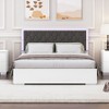 NicBex Queen Modern Upholstered Bed Frame with Velvet Headboard,Platform Bed Frame with LED Light,Solid Wood Slats Support,Easy Assembly,White/Gray - 3 of 4