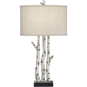 John Timberland Woodland 30" Tall Faux Birch Tree Large Farmhouse Rustic Country Cottage End Table Lamp White Single Living Room Bedroom Bedside - 1 of 4