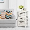 Chest w/3 Fabric Drawers Vintage Wood Frame End Table Side Sofa Table Nightstand - 4 of 4