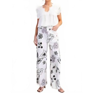 Women's Wide Leg Print Jeans - Easel - 1 of 2