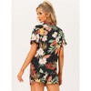Allegra K Women's Floral Tropical Vacation Beach Hawaiian Button Down Shirt and Short Set - 4 of 4