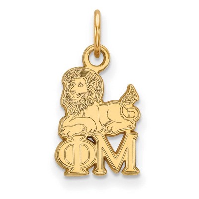 Black Bow Jewelry 14k Yellow Gold Plated Sterling Silver Phi Mu Greek Life Extra Small Pendant