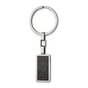 Black Bow Jewelry Stainless Steel & Black Stoving Varnish Rectangle Key Chain - 1 of 3