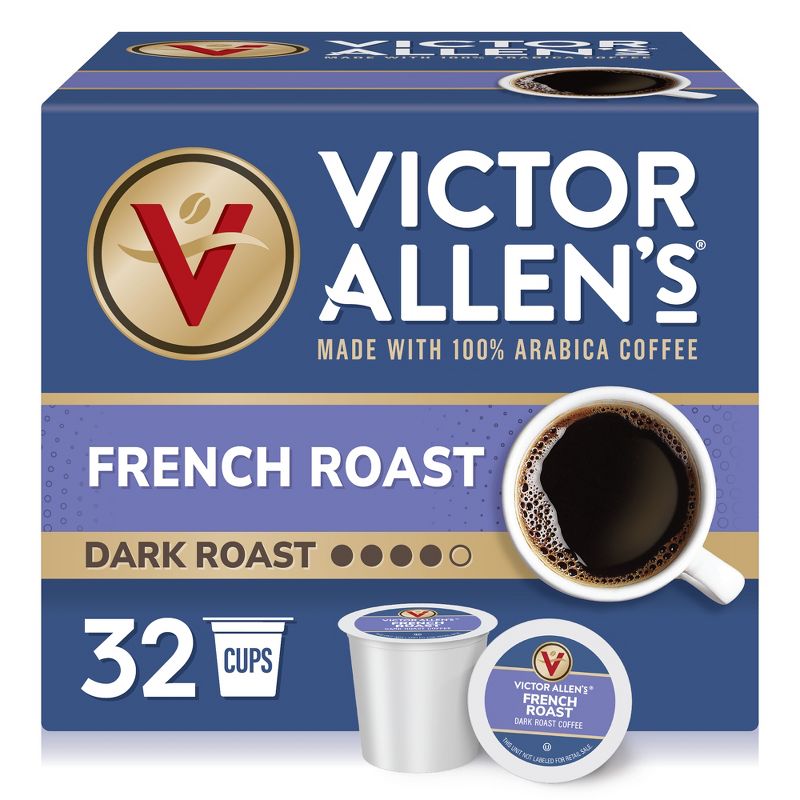 Victor Allen's Coffee French Roast, Dark Roast, 32 Count, Single Serve Coffee Pods for Keurig K-Cup Brewers, 1 of 10