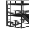 KTMBDW Metal Triple Bunk Bed, Heavy Duty Bunkbeds, Full-Length Guardrail and Slide, No Box Spring Needed, Black - 4 of 4
