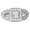 Pompeii3 1 1/5ct Princess Cut Halo Diamond Engagement Ring 14K White Gold - 2 of 4