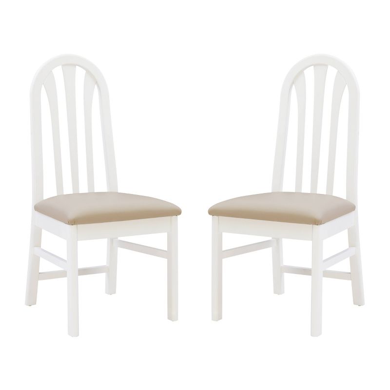 Set of 2 Sybill Slat Back Faux Leather Side Chairs White/Gray - Linon, 1 of 14