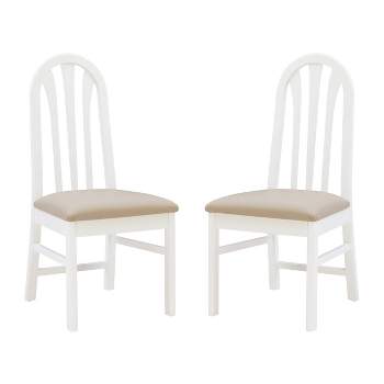 Set of 2 Sybill Slat Back Faux Leather Side Chairs White/Gray - Linon