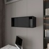 GlasFlength Kitchen Storage Wall Cabinet Floating Cabinet with Sliding Door Rectangular Storage Cupboard for Kitchen, Black, 31.9"*13"*13" - 3 of 4