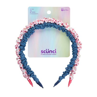 scunci Kids Ruched Headband - Light Blue - 2pc