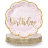 Sparkle and Bash 48 Pack Pink Happy Birthday Party Paper Plates with Gold Glitter Edges, 9 in - image 4 of 4