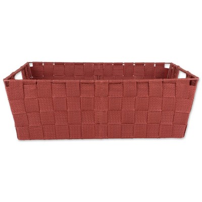 Rustic Trapezoid Woven Nylon Storage Bin Set with Metal Handles