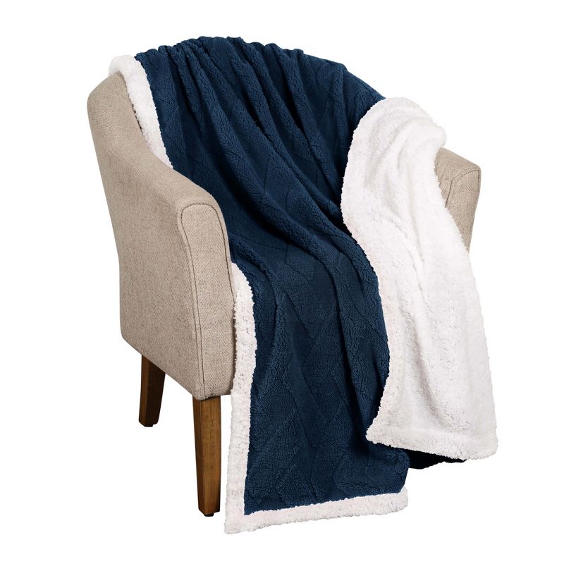 Nuuk Jacquard Lattice Fleece Plush Reversible Throw Blanket Medium Weight Fluffy Bedding by Blue Nile Mills, 1 of 7