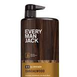 Every Man Jack Sandalwood Hydrating Men's 3-in-1 All Over Wash - Body Wash, Shampoo and Conditioner - 32 fl oz